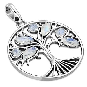 ✴️LAST ONE✴️Pendant--Tree of Life Rainbow Moonstone in 925 Silver